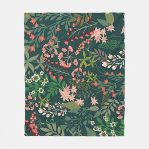 Dunkles florales botanisches nahtloses Muster Fleecedecke