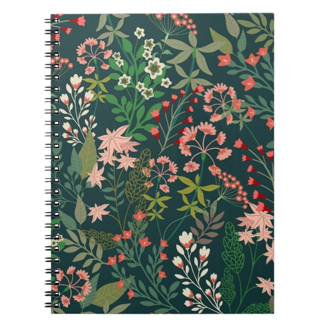 Dunkles florales botanisches nahtloses Muster Notizblock (Vorderseite)