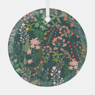 Dunkles florales botanisches nahtloses Muster Ornament Aus Glas