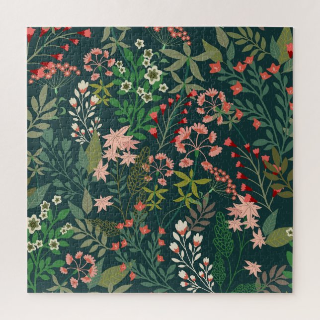 Dunkles florales botanisches nahtloses Muster Puzzle (Vertikal)