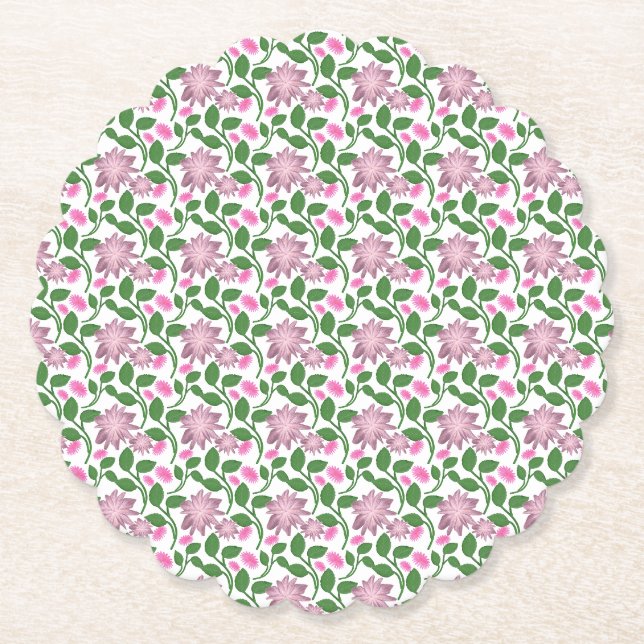 Dunkles florales nahtloses Muster rosa Blumen grün Untersetzer (Vorderseite)