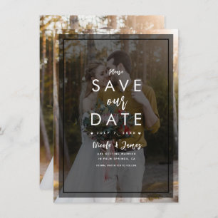 Dunkles Foto Tint Overlay 2 Modernes Save the Date Einladung