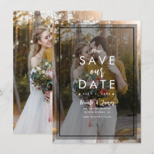 Dunkles Foto Tint Overlay 3 Modernes Save the Date Einladung