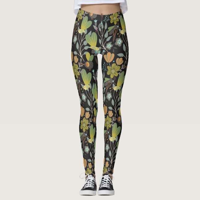 Dunkles Frühjahrsmuster Leggings (Vorderseite)