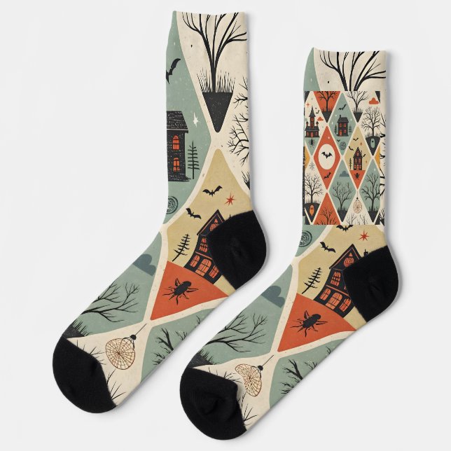 Dunkles Geistermuster Socken (Linkes Detail)