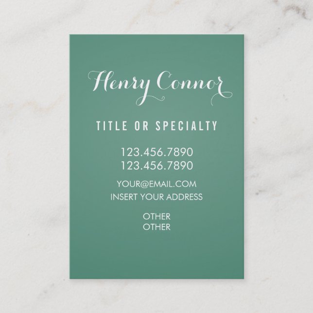 Dunkles gemäßigtes Frühlings-Grün-Vertikale-Brett Visitenkarte (Vorderseite)