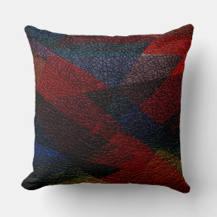 Dunkles geometrisches Leder-Look Kissen