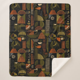 Dunkles geometrisches Muster aus dem mittleren 20. Sherpadecke