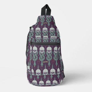 Dunkles geometrisches Zeichenmuster Crossbody Bag