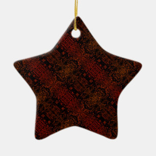 Dunkles gestreiftes burgunder Muster Keramik Ornament