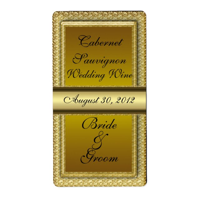 Dunkles Gold Wedding Wine Label (Vorne)