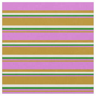 Dunkles Goldenrod, Orchid, grünes und weißes Mus Stoff