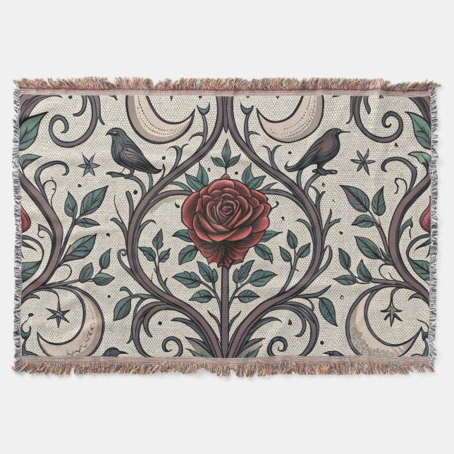 Dunkles Gothic-Rosen-Muster (1) Decke (Vorderseite)