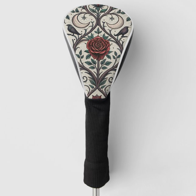 Dunkles Gothic-Rosen-Muster (1) Golf Headcover (Vorderseite)