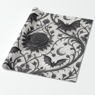 Dunkles Gothic-Rosen-Muster (3) Geschenkpapier
