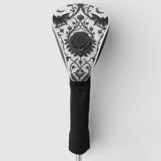 Dunkles Gothic-Rosen-Muster (3) Golf Headcover (Vorderseite)