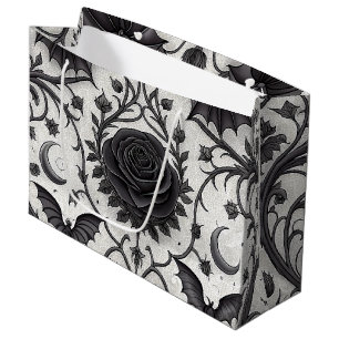 Dunkles Gothic-Rosen-Muster (3) Große Geschenktüte