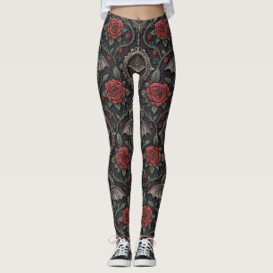 Dunkles Gothic-Rosenmuster (4) Leggings