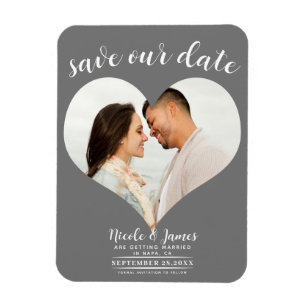 Dunkles graues Herz Foto Hochzeit Save the Date Magnet