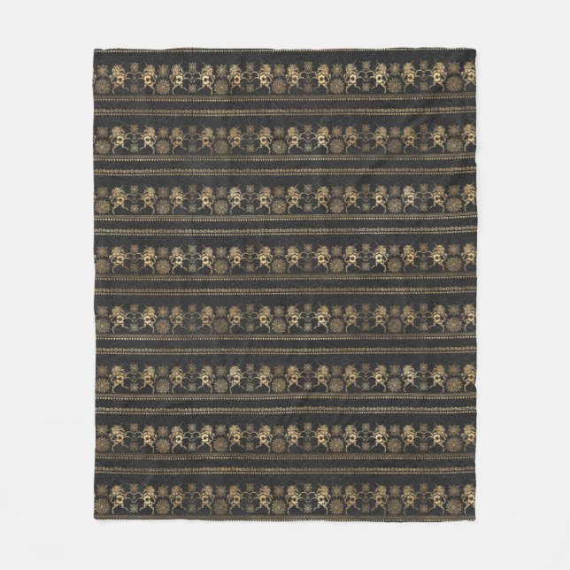 Dunkles Graues und goldenes Bohemisches Einhornmus Fleecedecke (Vorderseite)