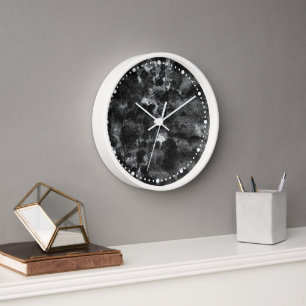 Dunkles Grunge-Abstraktes Schwarz-Marmor-Design Uhr