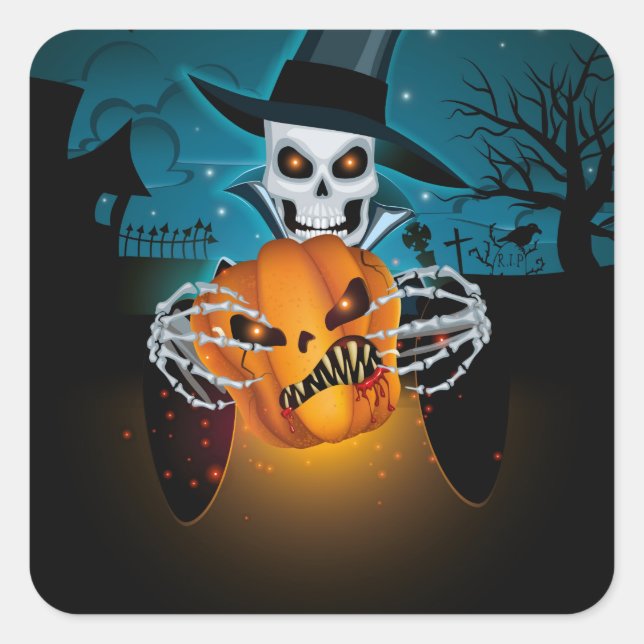 Dunkles Halloween Cementery Quadratischer Aufkleber (Vorderseite)