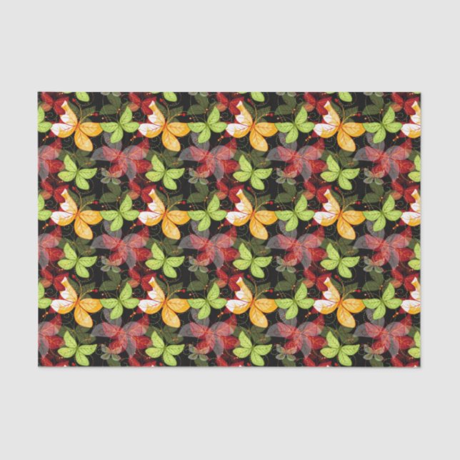 Dunkles Herbst-Muster Seidenpapier (Vorderseite)