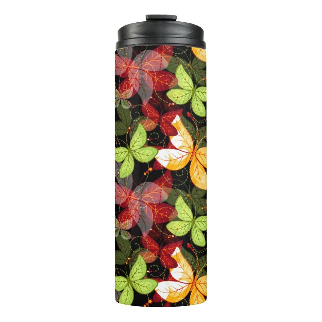 Dunkles Herbst-Muster Thermosbecher (Vorderseite)