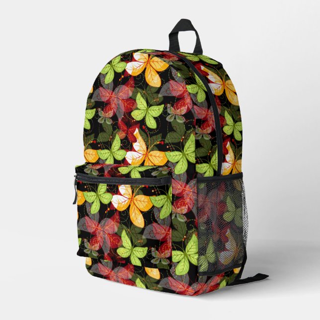 Dunkles Herbstmuster Bedruckter Rucksack (Rückseitige Ecke Rechts)