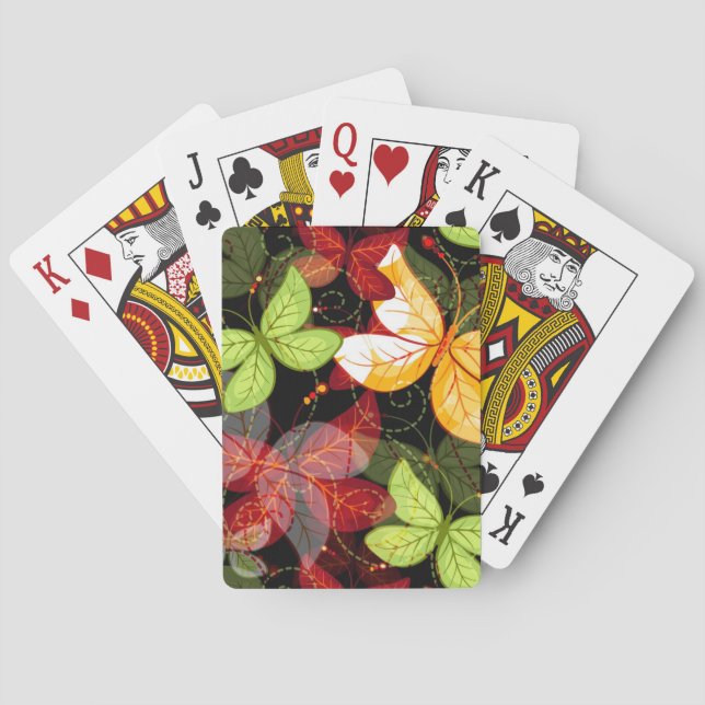 Dunkles Herbstmuster Spielkarten (Rückseite)