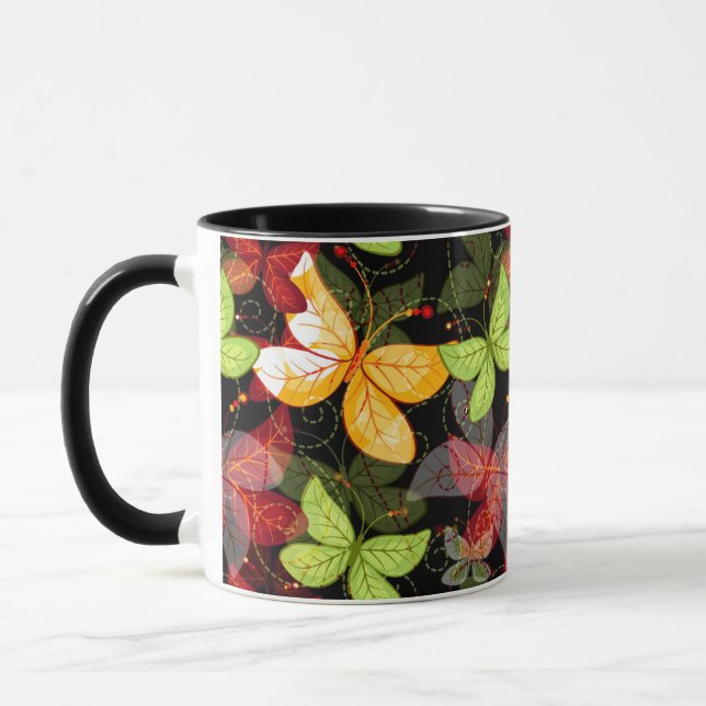 Dunkles Herbstmuster Tasse (Links)