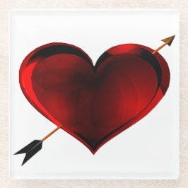 Dunkles Herz mit Gold Arrow Glass Untersetzer