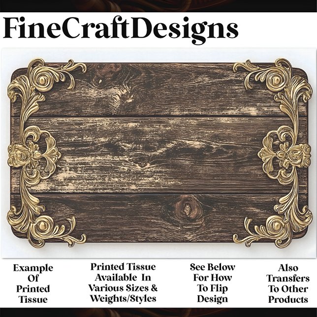 Dunkles Holz, Gold Scroll Verzierung AN4 Decoupage Seidenpapier (Von Creator hochgeladen)