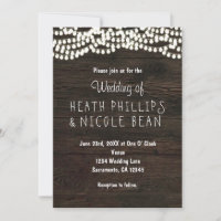 Dunkles Holz rustikale String Lights Hochzeitseinl