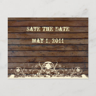 Dunkles Holz Save-the-Date-Karte Ankündigungspostkarte