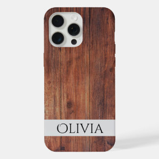dunkles Holz und moderne Personalisierung iPhone 15 Pro Max Hülle