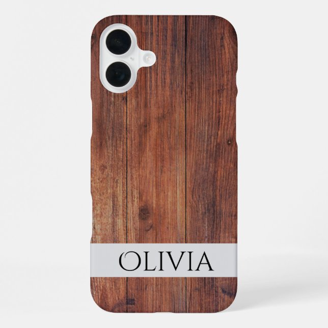 dunkles Holz und moderne Personalisierung  iPhone Hülle (Rückseite)