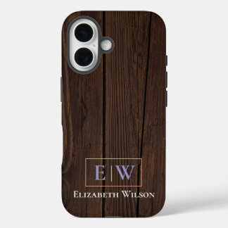 dunkles Holz und modernes Personalisiertes iPhone 16 Hülle
