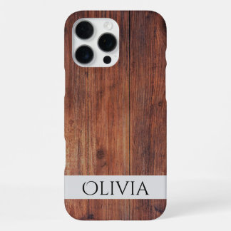 dunkles Holz und modernes personalisiertes iPhone 16 Pro Max Hülle