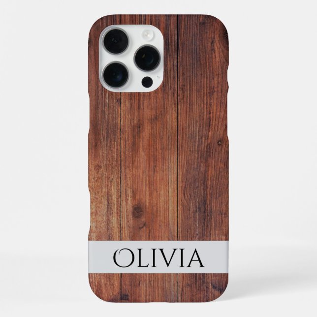 dunkles Holz und modernes personalisiertes  iPhone Hülle (Rückseite)