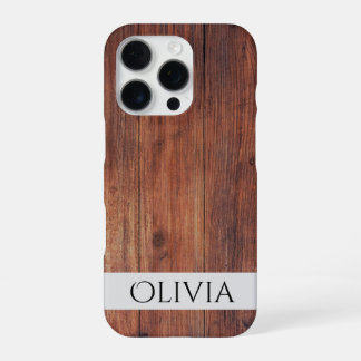 dunkles Holz und modernes Personalisiertes iPhone 16 Pro Hülle