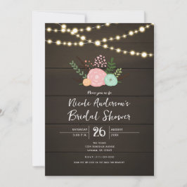 Dunkles Holz und rustikale, florale BRIDAL SHOWER Einladung
