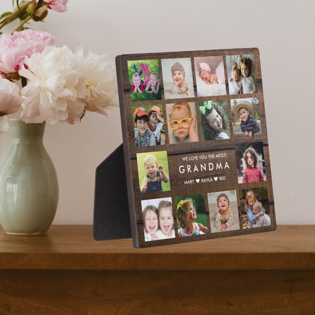 Dunkles Holz Wir Liebe Sie Oma 14 FotoCollage Fotoplatte (Von Creator hochgeladen)