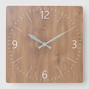 Dunkles Holzmuster Quadratische Wanduhr