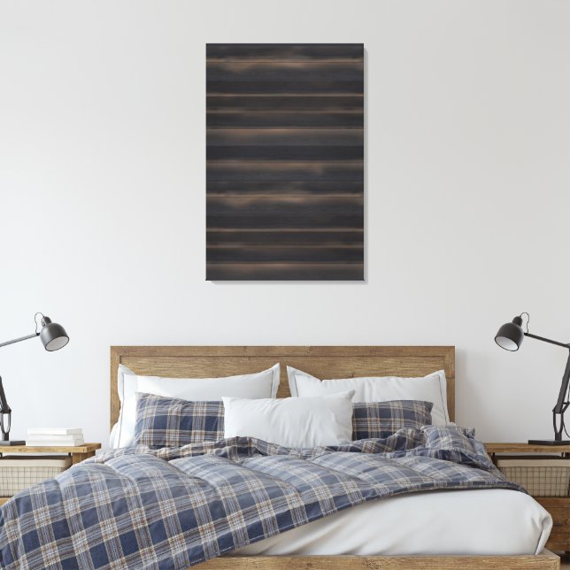 Dunkles Japandi-Anthrazit-Holz-Minimalist Leinwanddruck (Insitu (Schlafzimmer))