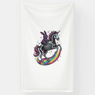 Dunkles Kaninchen Reitet Skelett Einhorn Vintage G Banner