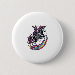 Dunkles Kaninchen Reitet Skelett Einhorn Vintage G Button