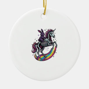 Dunkles Kaninchen Reitet Skelett Einhorn Vintage G Keramik Ornament