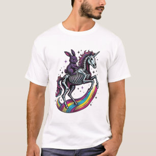 Dunkles Kaninchen Reitet Skelett Einhorn Vintage G T-Shirt