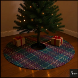 Dunkles Karo Klassisches Tartan Grün Rot Polyester Weihnachtsbaumdecke